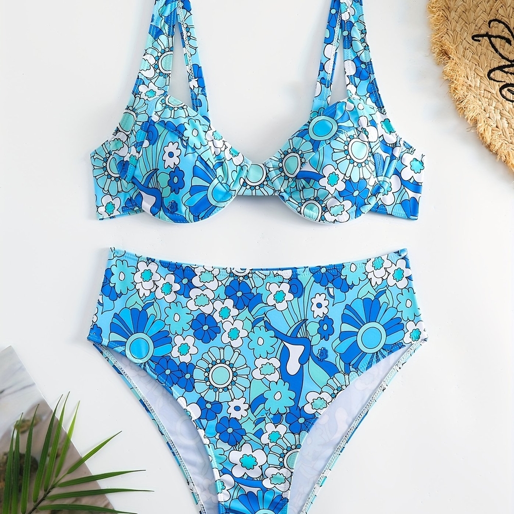 Floral Blue Bikini Set